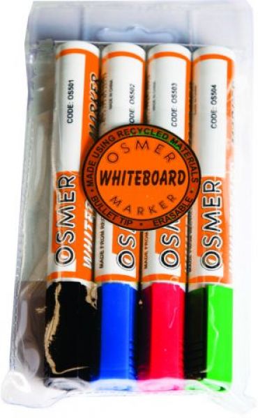 Osmer Chisel Point Whiteboard marker - Wallet of 4